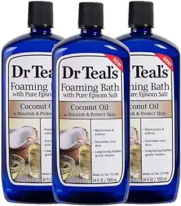 Dr. Teal's Coconut Oil Foaming Bath Gift Set (3 Pack, 34oz Ea.) - Nourish & Protect Coconut Oil Blended with Pure Epsom Salt Calms The Mind & Provides Relief from Daily Aches & Pains