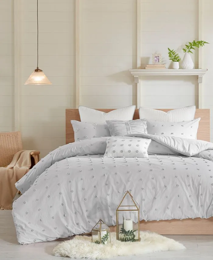 Home Essence Apartment Kay Cotton Tufted Ivory 7 piece Duvet Cover Bedding Set, Full/Queen