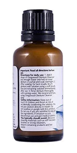 Zane Hellas Denture Cleaner. Oregano Oil Power. Ideal for Dentures, Retainers, Braces, Mouth Guards. Helps Remove Plaque, Tartar, Stains and Bad Odor. 100% Herbal Solution. 1 fl.oz.-30ml.