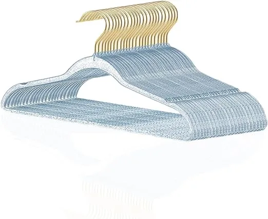 Blue Clothes Hangers 16", 20 Pack Plastic Clear Coat Hanger for Adult Closet, Du