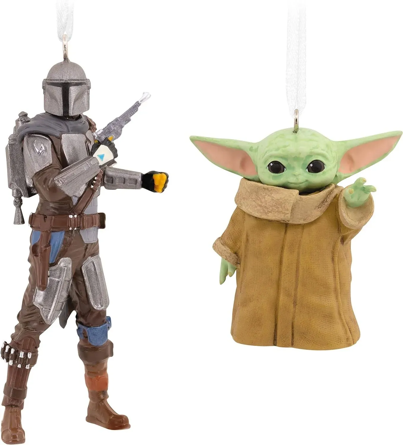 Hallmark Star Wars The Mandalorian & Grogu Resin Christmas Ornament Set of 2 NIP