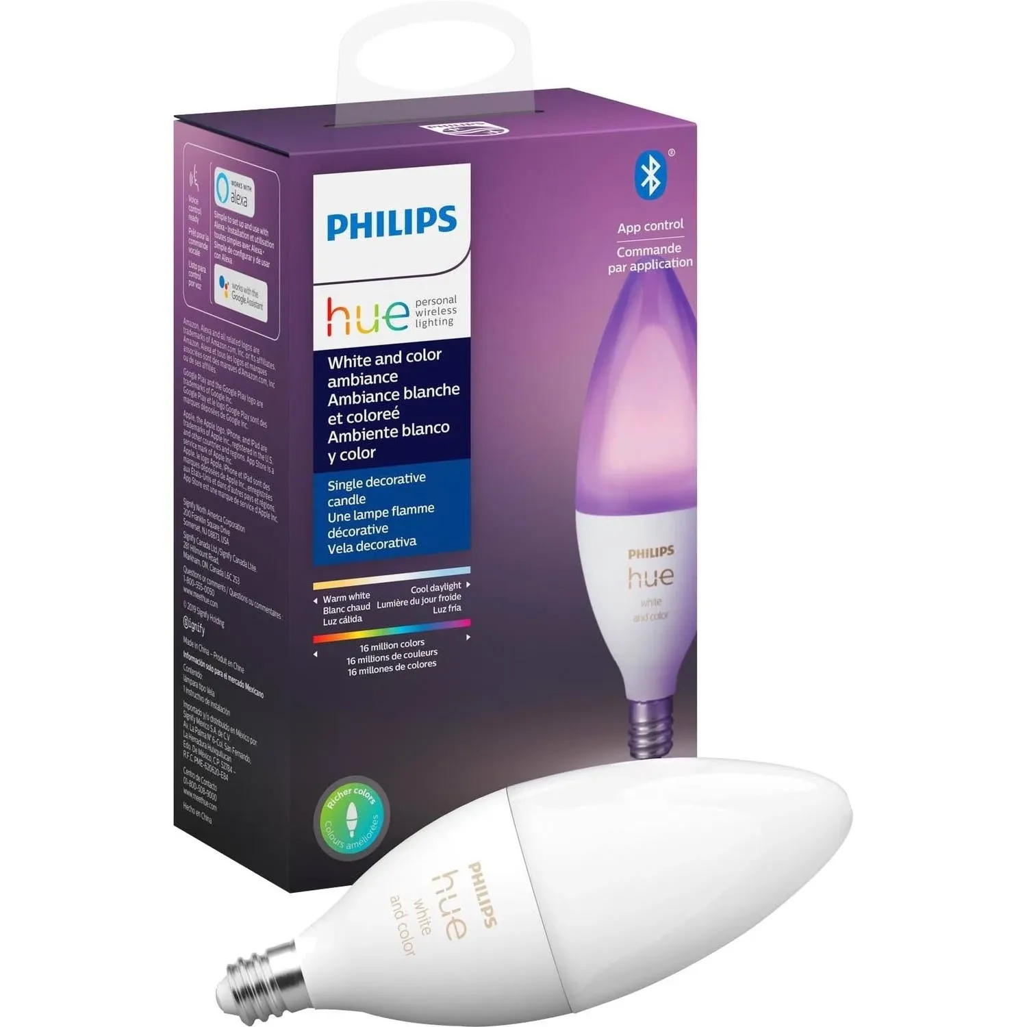 NEW Philips Hue White & Color Ambiance SMART LED E12 40W Candle Light Bulb