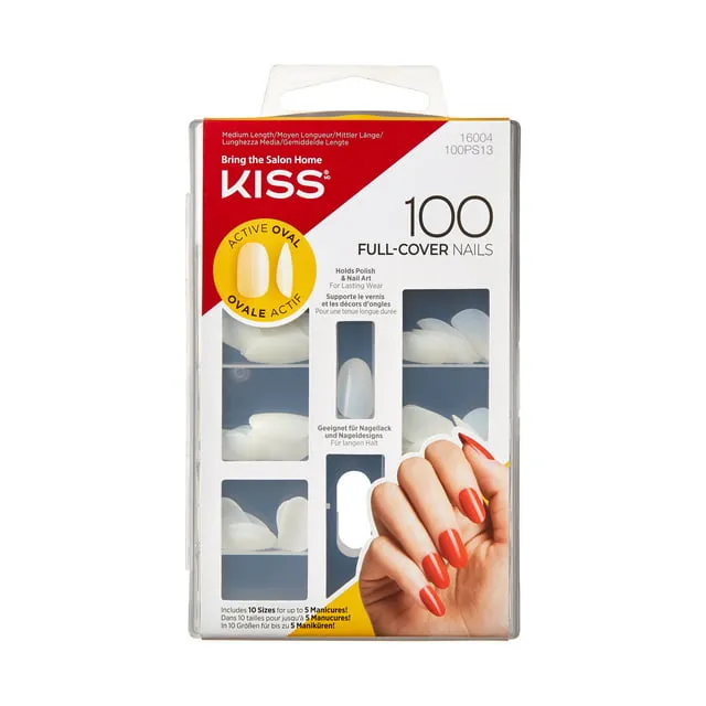 KISS 100 FULL COVER NAILS SHORT SQUARE 100PS13 NAILS HOLDS POLISH & NAIL ART