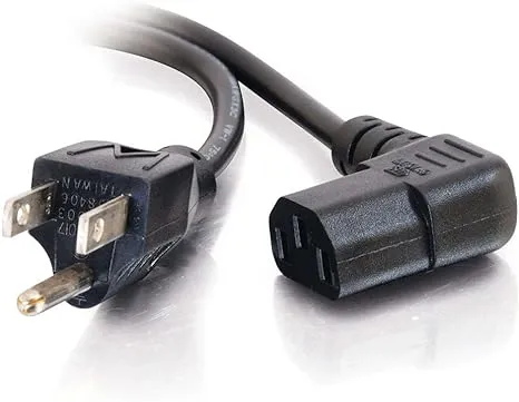 C2G 6ft 18 AWG Universal Right Angle Power Cord (NEMA 5-15P to