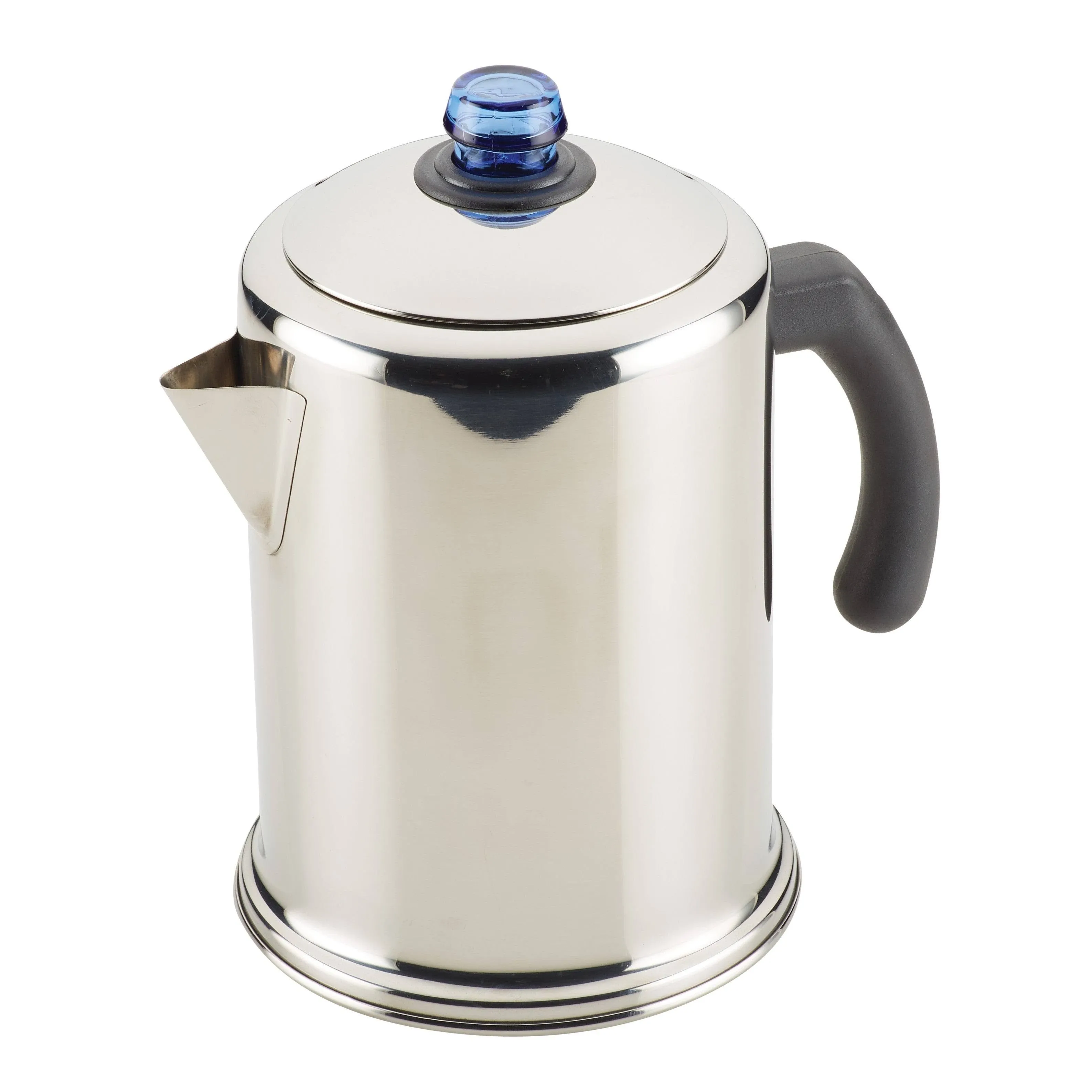 12-Cup Classic Stainless Steel Coffee Percolator with Blue Knob