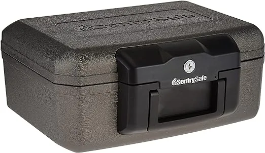 SentrySafe Feuerfester Tresor mit Schlüsselschloss, Truhenschlossbox für Zuhause oder Reisen, sichert Geld, Dokumente, 0,18 Kubikfuß, 15,5 x 36,9 x 29,9 cm, 1210