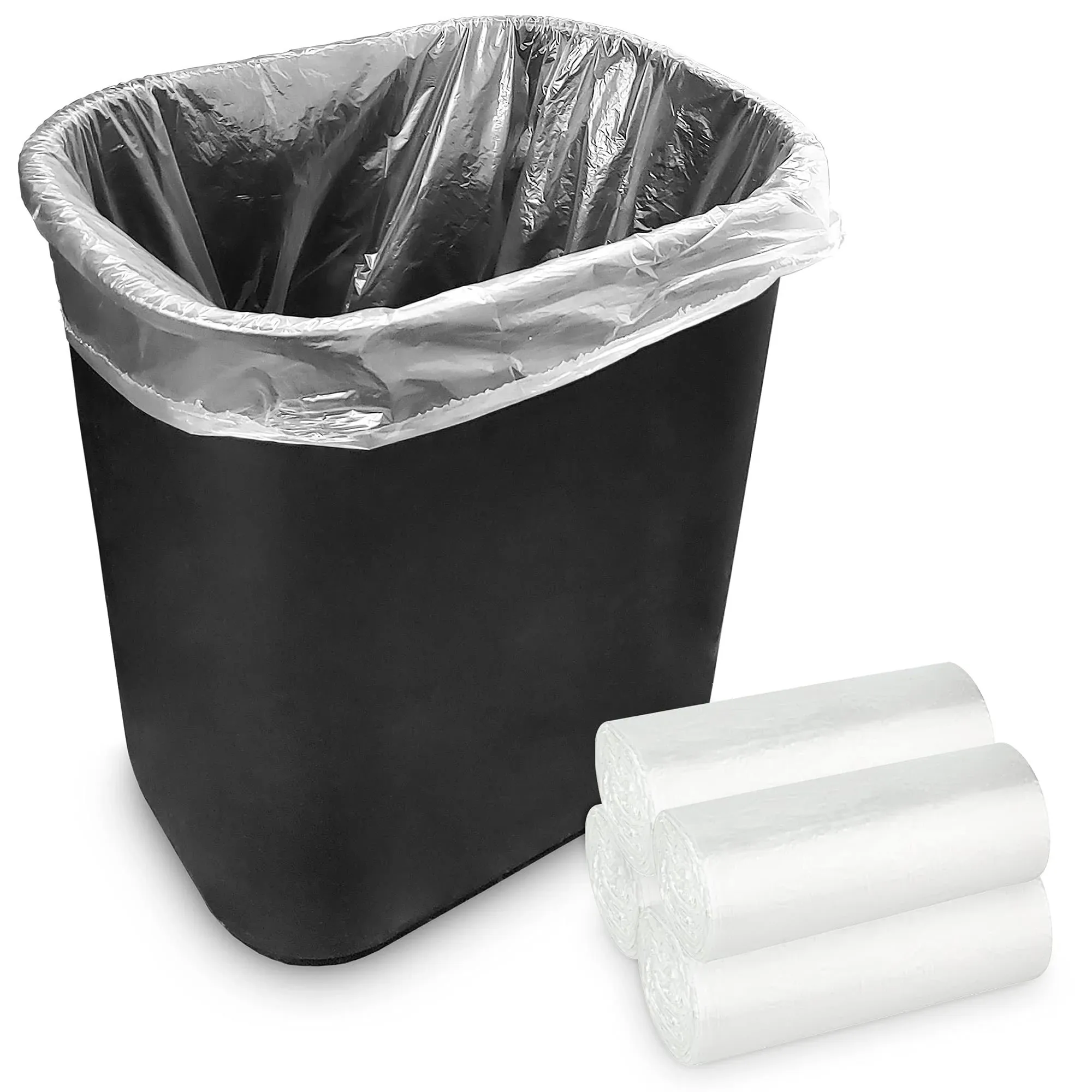 Stock Your Home Clear 2 Gallon Trash Bag (200 Pack) Un-Scented Small Garbage Bags for Bathroom Can, Mini Waste Basket Liner, Plastic Liners for