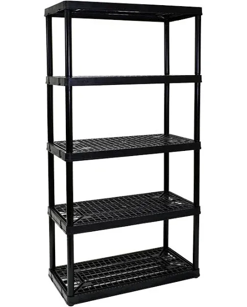 Gracious Living 72 Inch 5 Shelf Heavy Duty Light Weight Garage or Indoor Storage Unit Holds up to 150 Pounds with Easy Assembly (1 Pack), Black