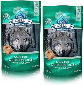 BLUE Wilderness Trail Treats Grain-Free Duck Biscuits Dog Treats (Trail Treats Duck Recipe, 10 oz (Pack of 2))
