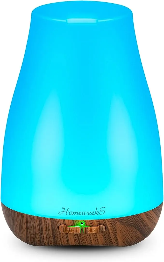Homeweeks Aromatherapy Essential Oil Diffuser for Room Air Humidifier Aroma Scent Cool Mist Diffuser Colorful Light Cute Mini Small Waterless Auto Off