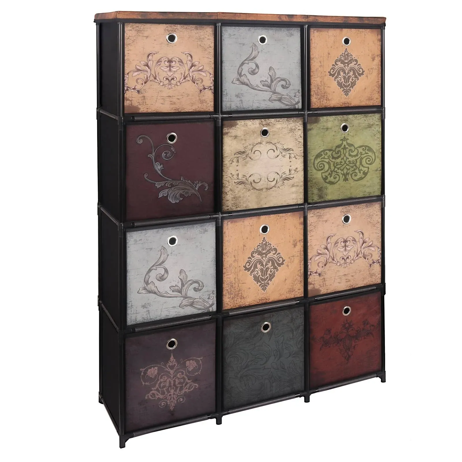 VASICAR Cube Storage Organizer with 12 Drawers, DIY Storage Chest Cube Shelf, Tall Fabric Dresser for Bedroom, Closet, Hallway, Dorm, Entryway, Nursery…