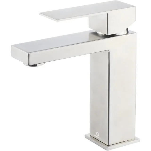 Lexora Monte Stainless Steel Single Hole Bathroom Faucet - Satin Nickel