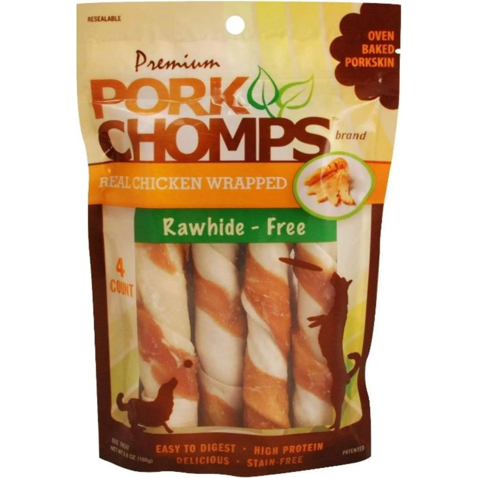 Pork Chomps Premium Real Chicken Wrapped Twists - Large - 4 Count