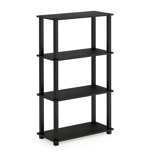 Turn-S-Tube 4-Tier Multipurpose Shelf Display Rack with Square Tube, Americano/Black