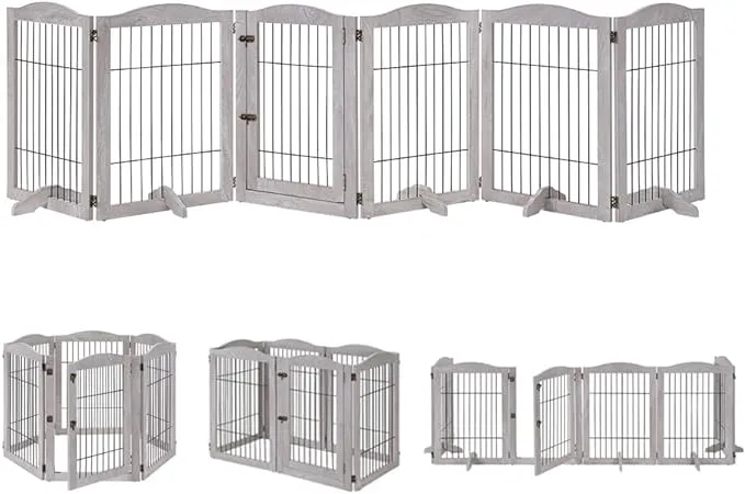unipaws 132” Extra Wide Dog Gate and Pet Playpen, Free Standing Tall Dog F