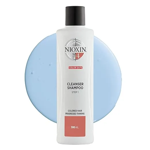 Nioxin System 4 Scalp Cleansing Shampoo with Peppermint Oil, Treats Dry and Sensitive Scalp, Dandruff Relief and Anti-Hair Breakage, For Color Treated Hair with Progressed Thinning, 33.8 fl oz