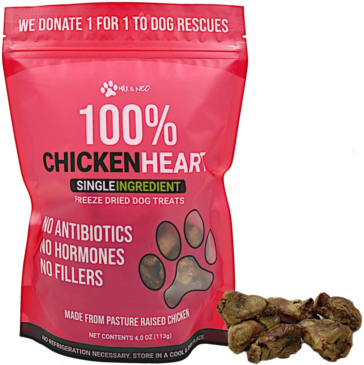 Max and Neo Freeze Dried Chicken Heart Treats