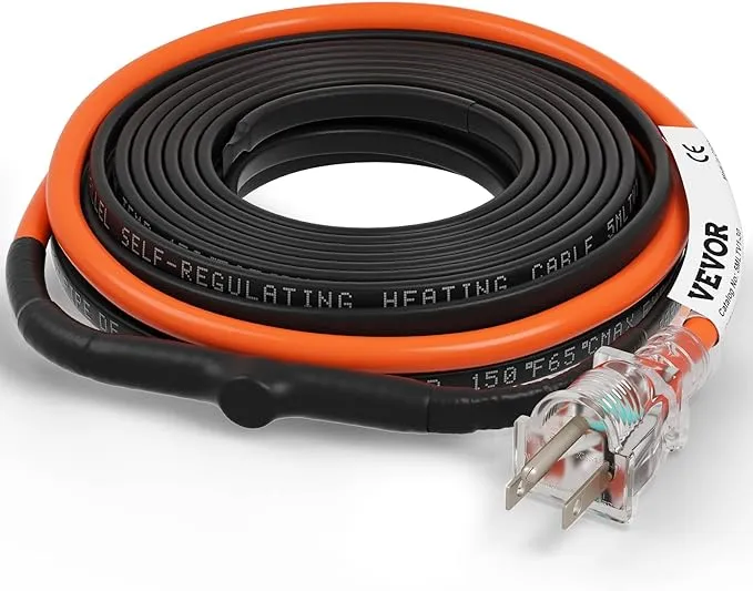 VEVOR Self-Regulating Pipe Heating Cable with Built-in Thermostat 30 Feet