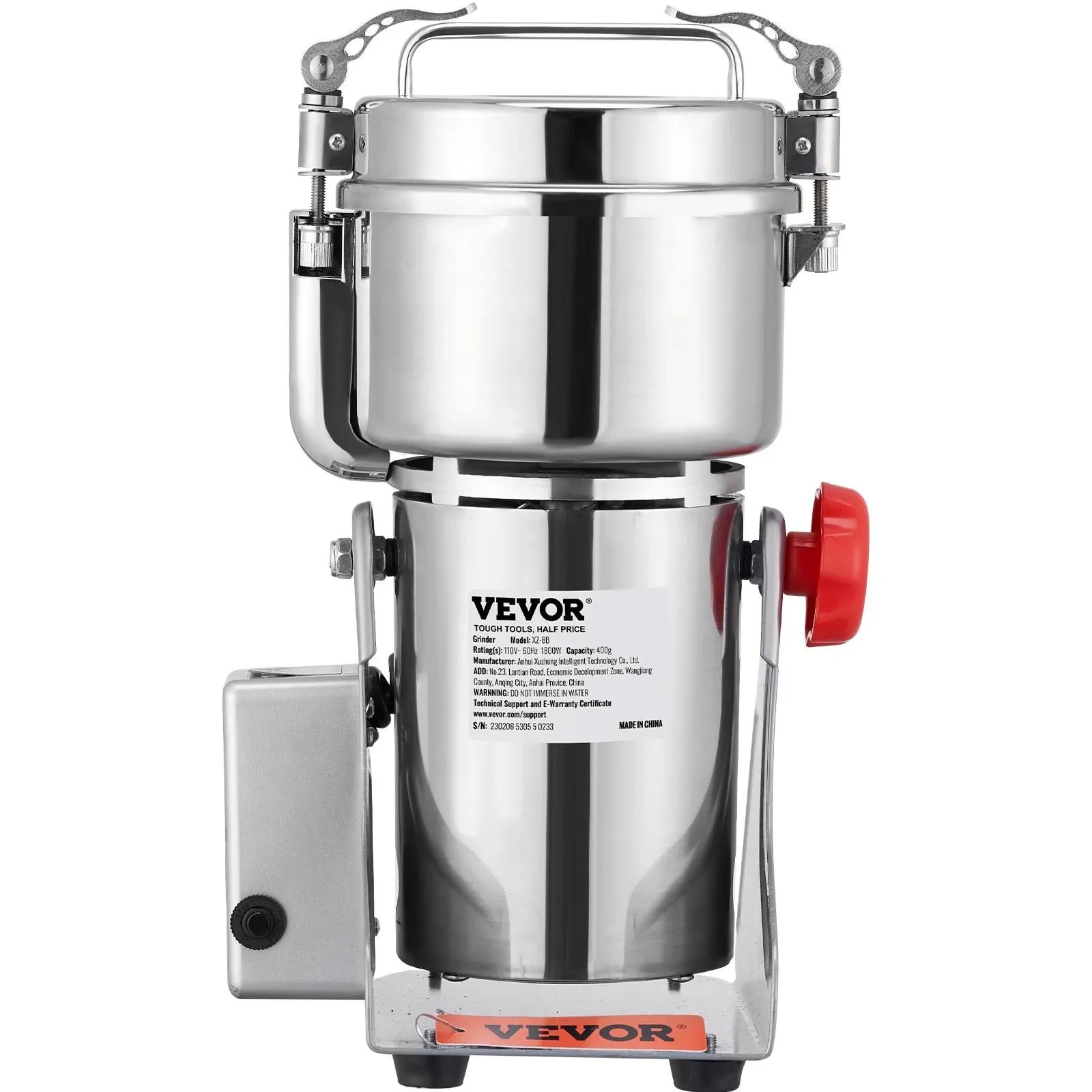 VEVOR 1000g Electric Grain Mill Grinder, High Speed 3750W Commercial Grinders,