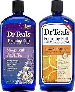 Dr Teal's Foaming Bath Variety Gift Set (2 Pack, 34oz Ea) - Soften & Moisturize Shea Butter & Almond Oil, Nourish & Protect Coconut Oil - Essential Oils Blended with Pure Epsom Salt - at Home Spa Kit