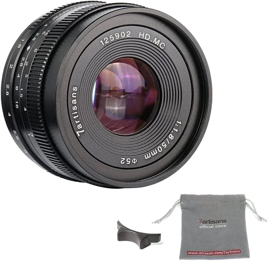 7artisans 50mm F1.8 APS-C Manual Fixed Lens for Compact Mirrorless Cameras Canon ...
