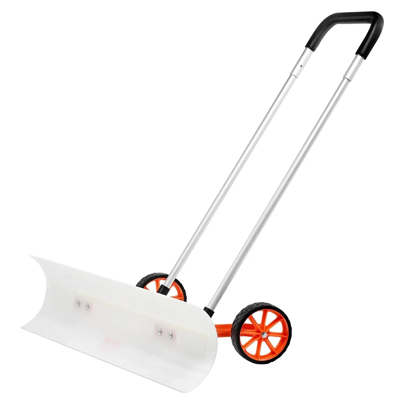 VEVOR Snow Pusher Shovel with Wheels for Driveway, 37 inch Bi-Directional Heavy
