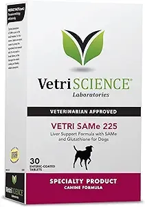 VetriScience Vetri-Same Advanced Liver Support Supplement for Dogs with Glutathione, 225mg Tablets