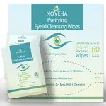 NOVEHA Eyelid & Lash Wipes | For Itchy, Dry Eyes, Styes & Blepharitis, Demodex | lid and lash Cleansing Wipes, Hypoallergenic & Soothing For Sensitive Eyes, Pack of 60