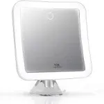 Fancii Rechargeable 10x Magnifying Mirror with 3 LED Light Settings, Dimmable Touch Light, Locking Suction Mount, Lighted Mirror for Bathroom or Travel (Mira 2)