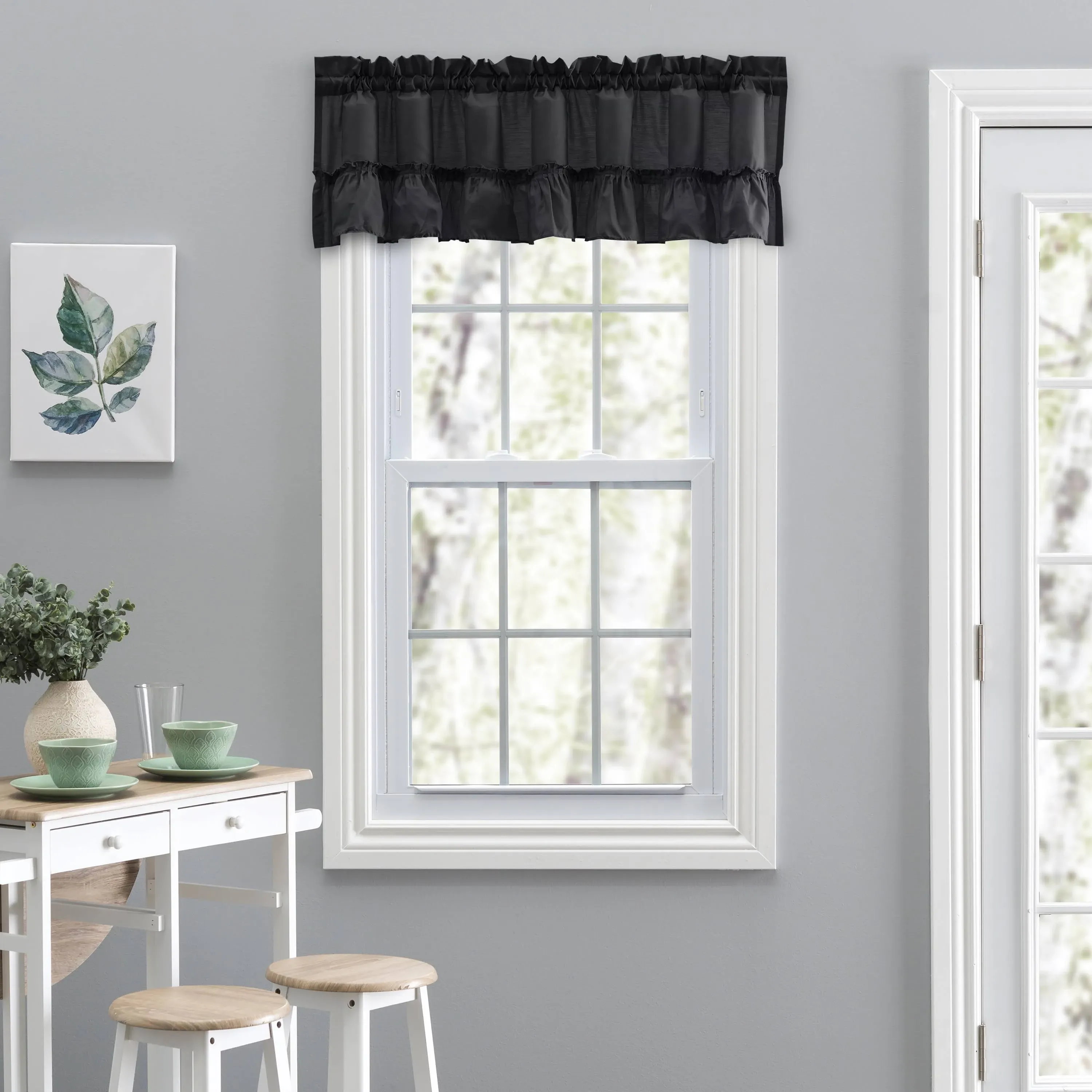 Ellis Curtain Stacey Sheer Ruffled Filler Valance, White, 54" x 13