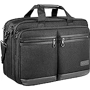 KROSER Laptop Bag Stylish Laptop Briefcase Fits Up to 17.3 Inch Expandable Water-Repellent Shoulder Messenger Bag Computer Bag with RFID Pockets for Business/Travel/School/College/Men/Women-Black