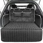 Oasser SUV Cargo Liner for Dogs, Waterproof Cargo Cover Pet Trunk Mat with Bumper Flap Protector 2 Large Pockets (Black, L with Side Flaps 40.5'' x 72.8'')
