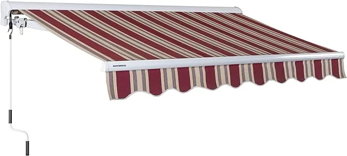 Advaning 8'x6' Luxury Series Semi-Cassette Manual Retractable Awning, Brick Red ...