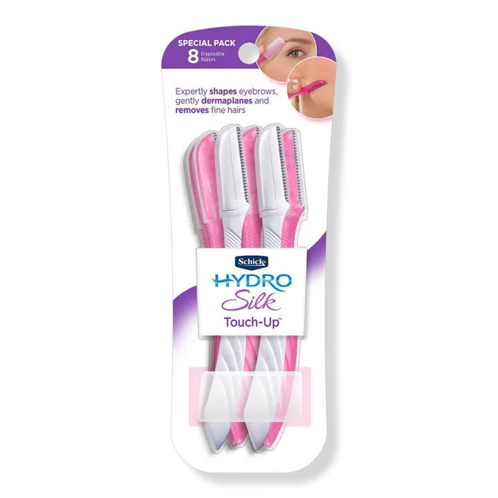 Schick Silk Touch-Up Multipurpose Exfoliating Dermaplaning Tool, Eyebrow Razor, and Facial Razor with Precision Cover, 3 Count
