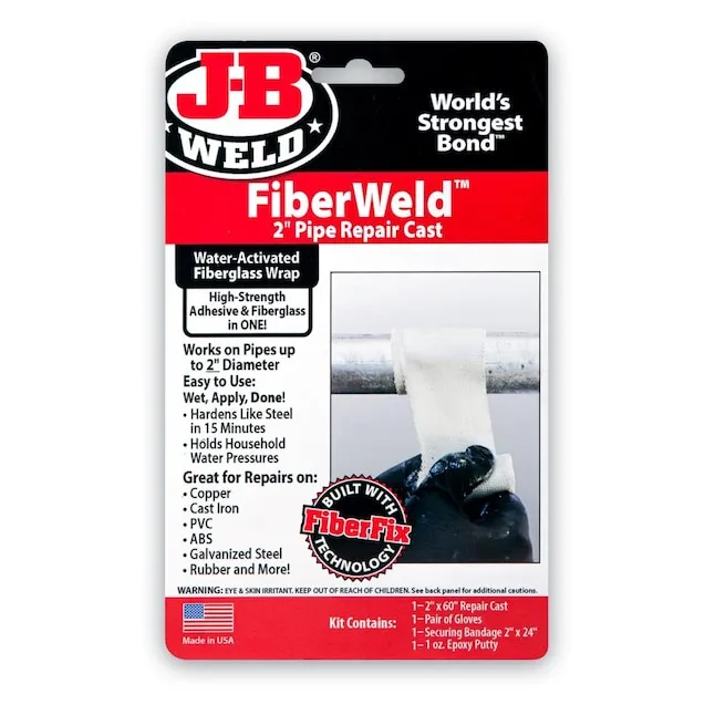 J-B Weld FiberWeld 2” Pipe Repair Cast 2x60 Inch - High Strength Adhesive Fiberglass Wrap - White (38260)