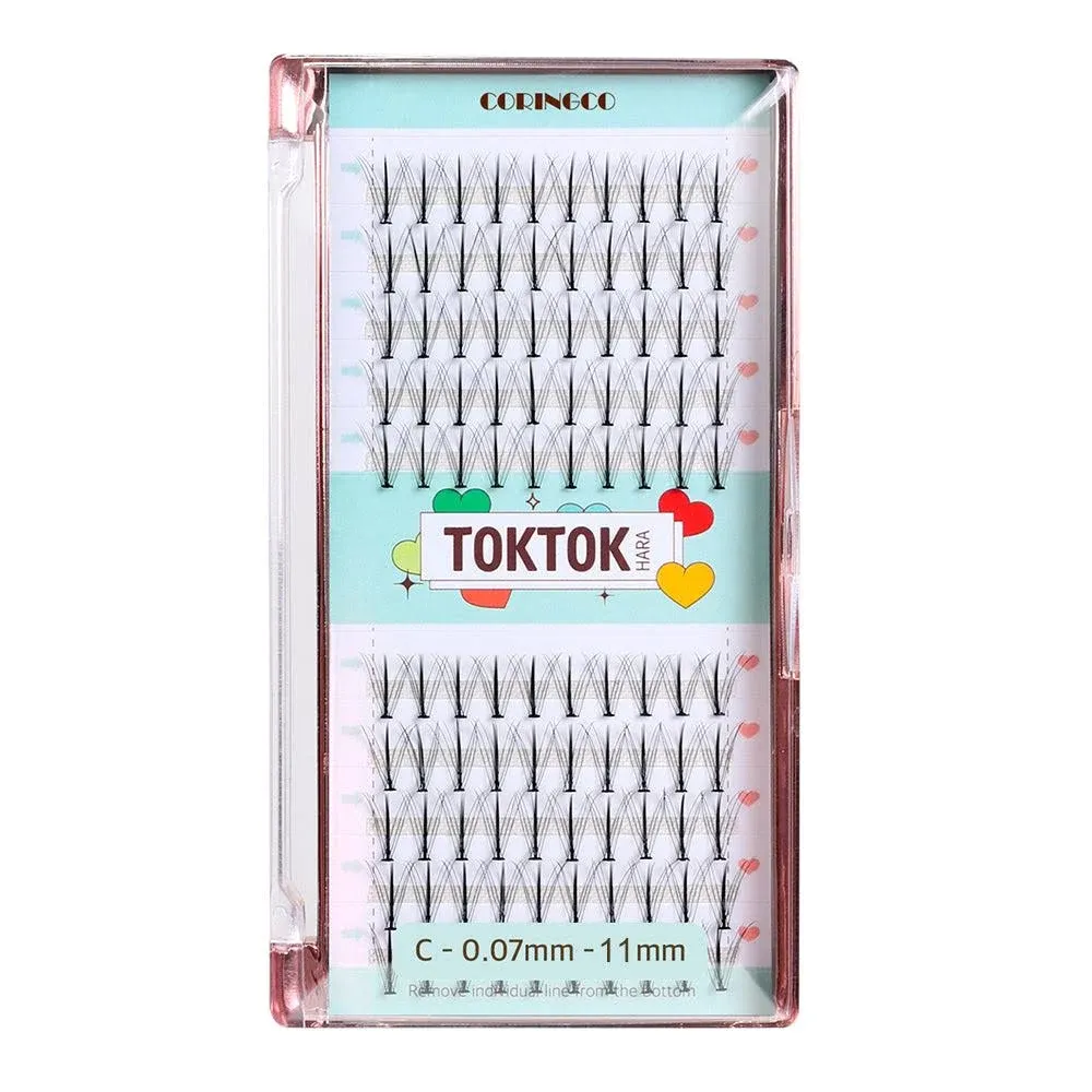 Set Coringco W-type Idle Eyelash Kit + Tweezers + Adhesive Glue, False Eyelashes, Partial False Eyelashes, Eyelash Extensions, Natural Semi-Permanent SET Coringco TOKTOK-HARA Filter W Type Eyelash