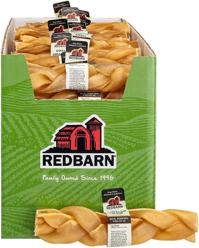 Redbarn Puffed Collagen Braid Dog Chew, 6in