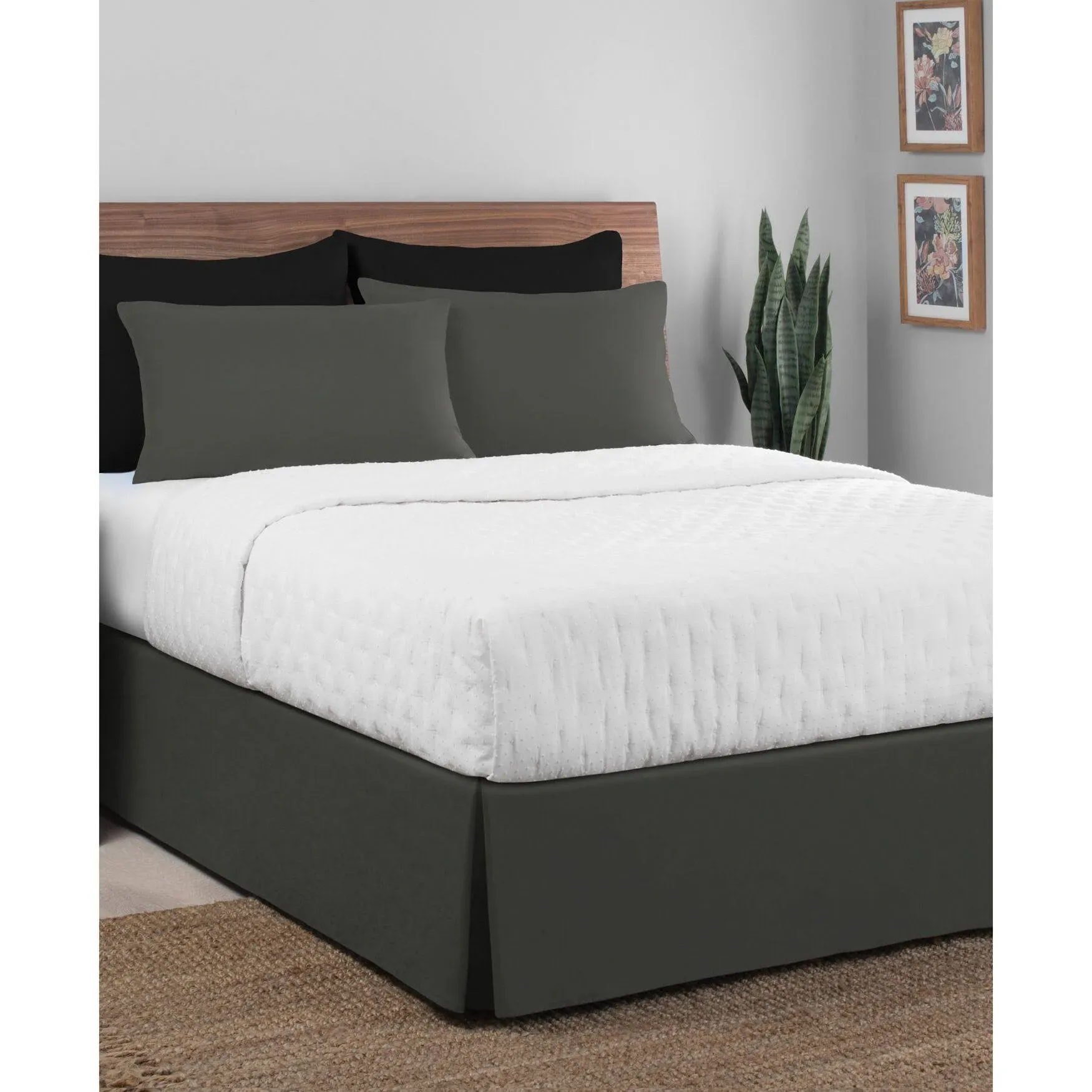 Todays Home TOH25014GREY06 Basic Microfiber Tailored 14 in. Bed Skirt Grey - Twin XL