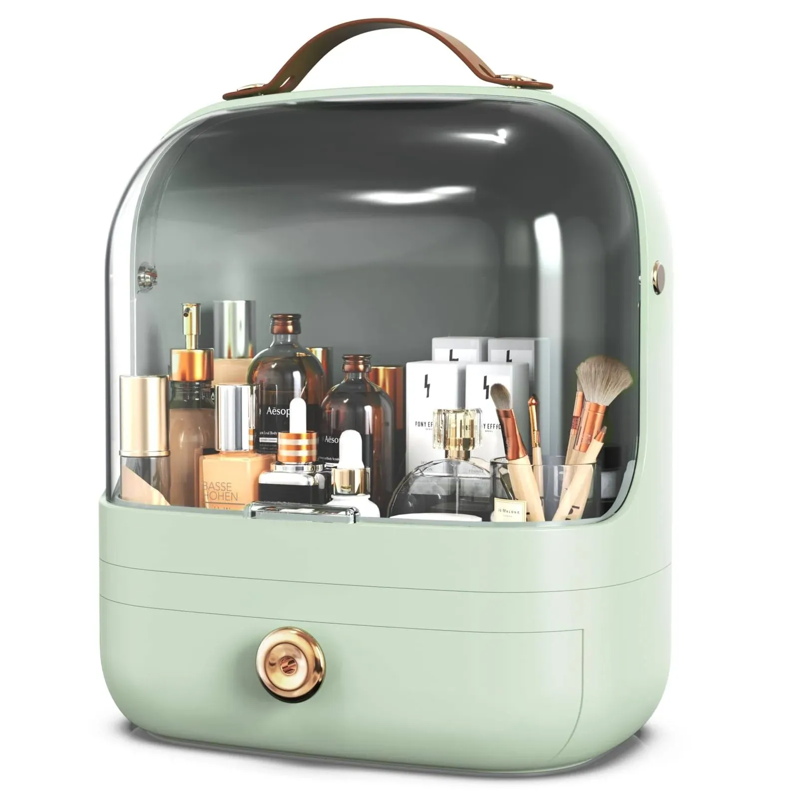 SPACWIS Makeup Organizer Storage Box, Skincare with Mint Green