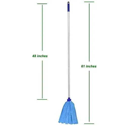 EaseYourDay Mop One Mop Handle with Two Blue Microfiber Cloth Mop Heads