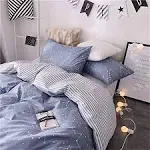 VClife Soft Twin Bedding Sets Chic Cotton Duvet Cover Reversible Constellation Galaxy Printed Bedding Comforter Cover, Kids Teens Adult Stripe Bed Set