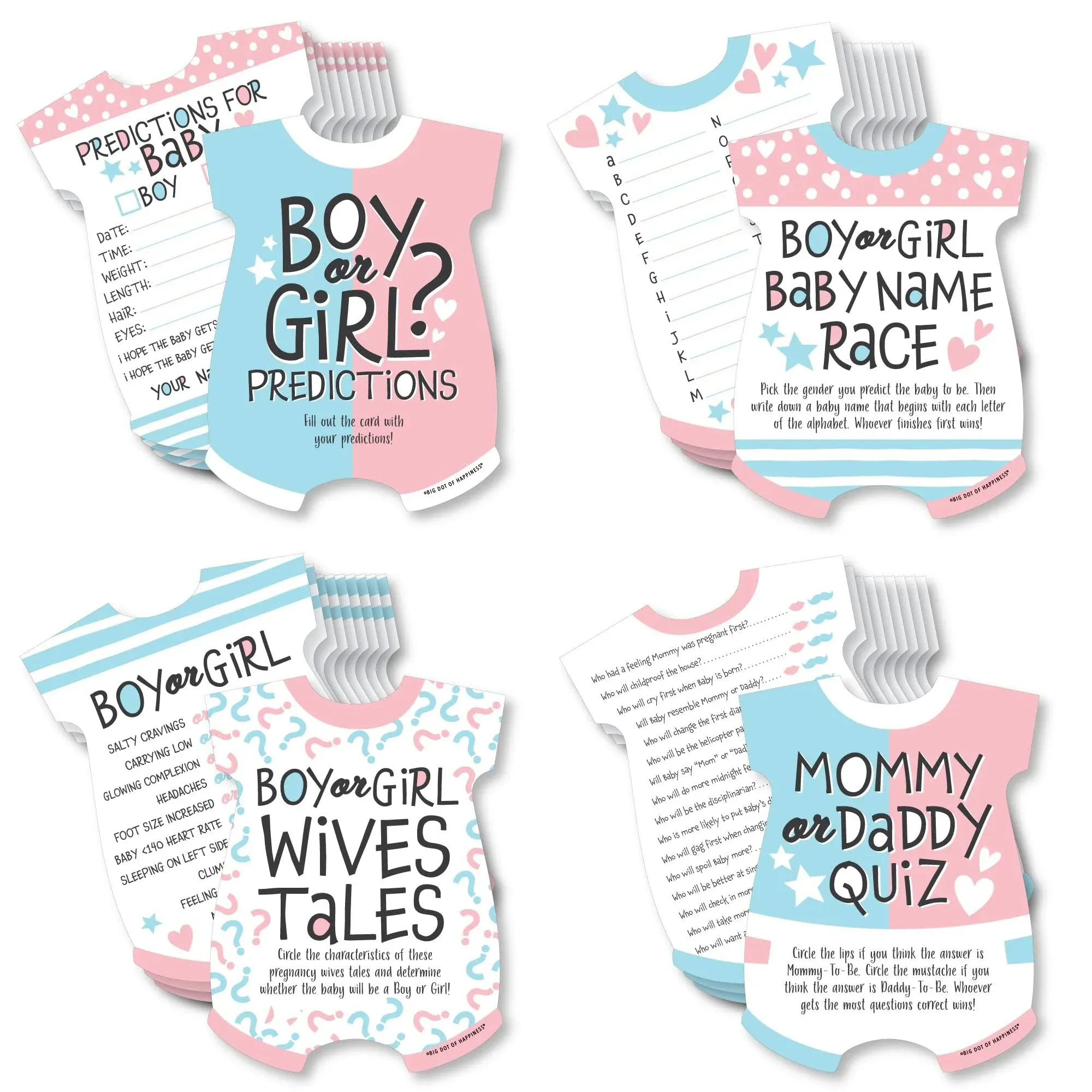 Baby Gender Reveal - 4 Team Boy or Girl Party Games - 10 Cards Each - Gamerific Bundle