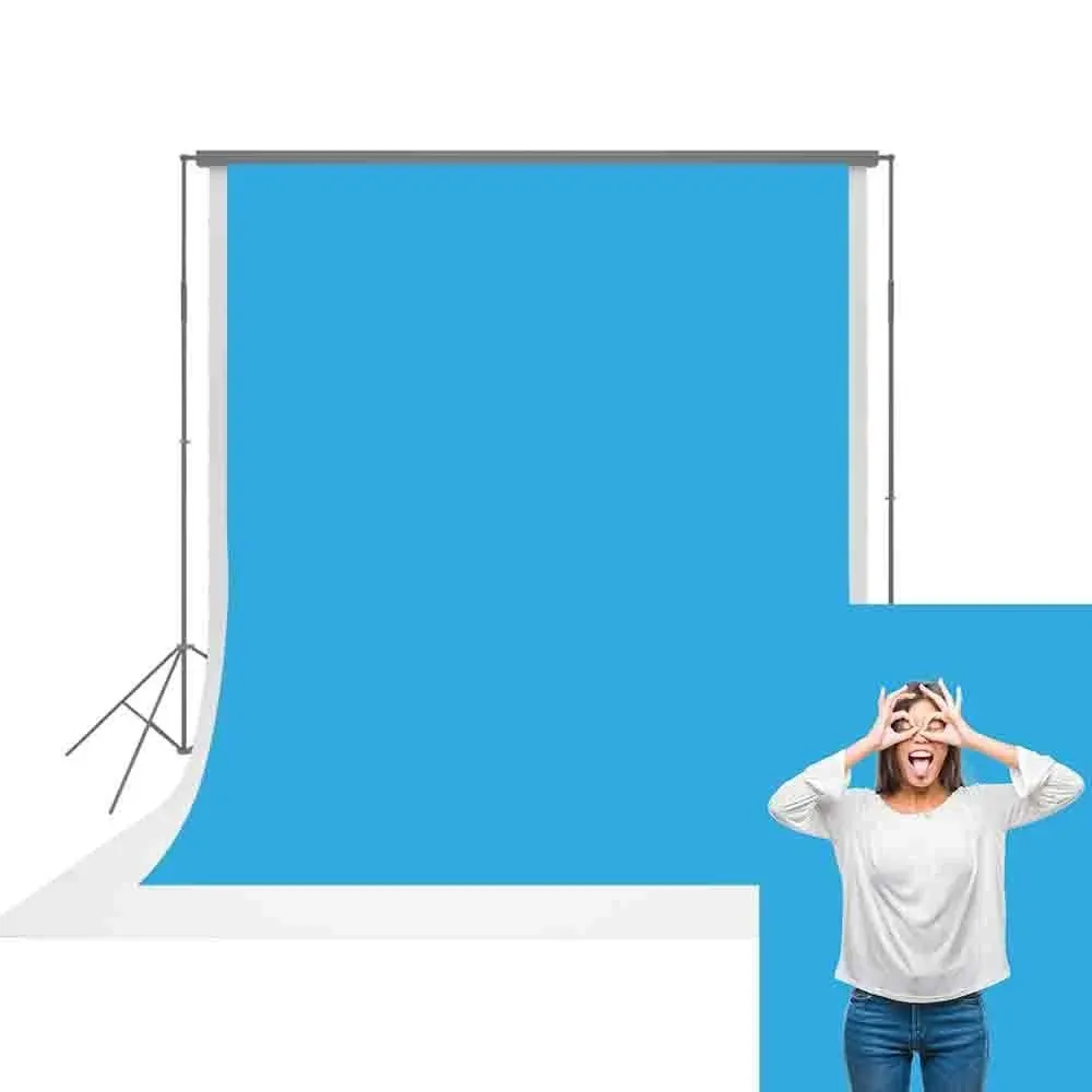 UrcTepics 5x7ft Pro Microfiber Blue Photography Backdrop for Photographers Pure ...