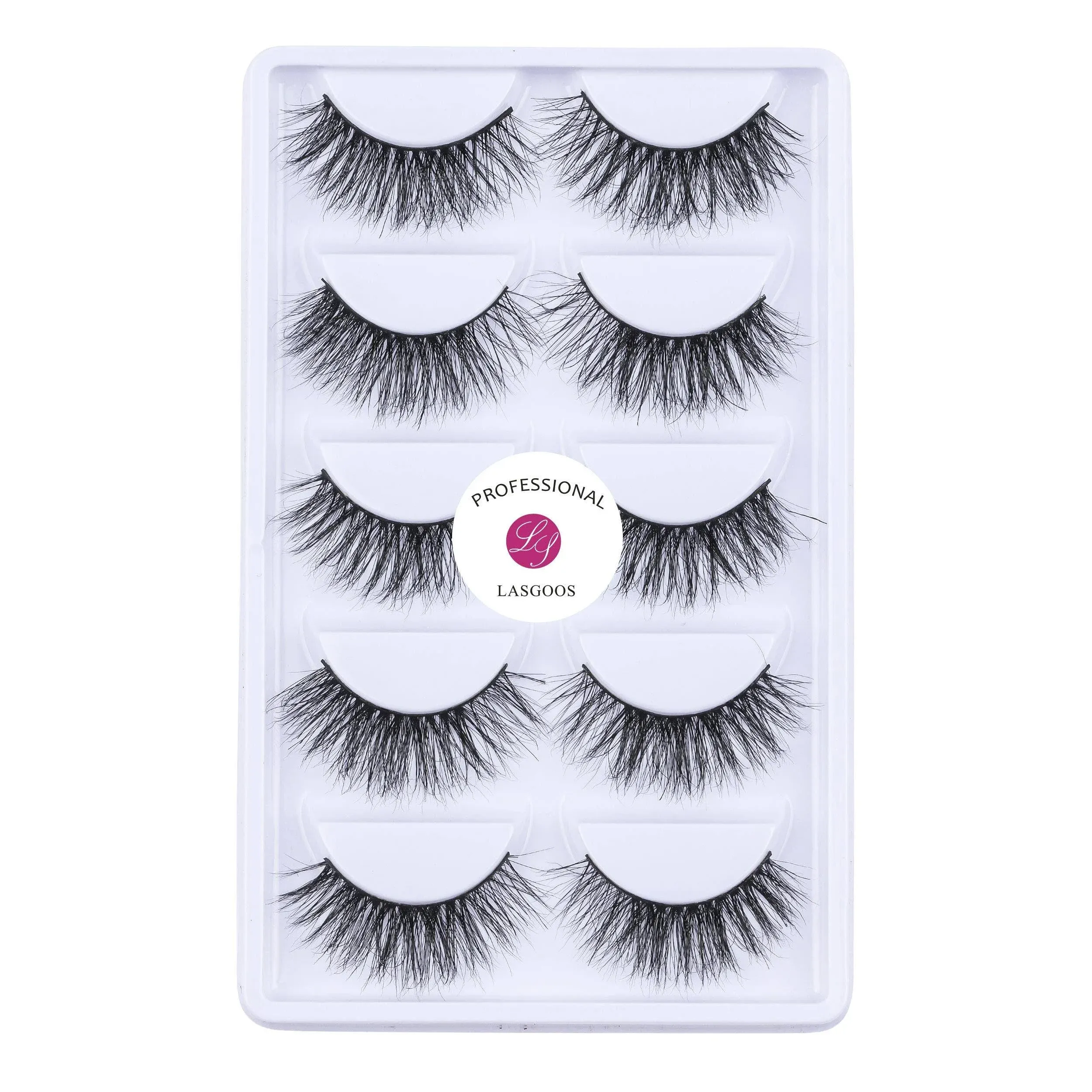 Luxurious 100% Siberian Mink Fur 3D False Eyelash LASGOOS Degisn Natural Messy ...