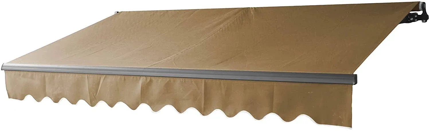 13 x 10 Feet Sand Motorized Retractable Black Frame Patio Awning Aleko