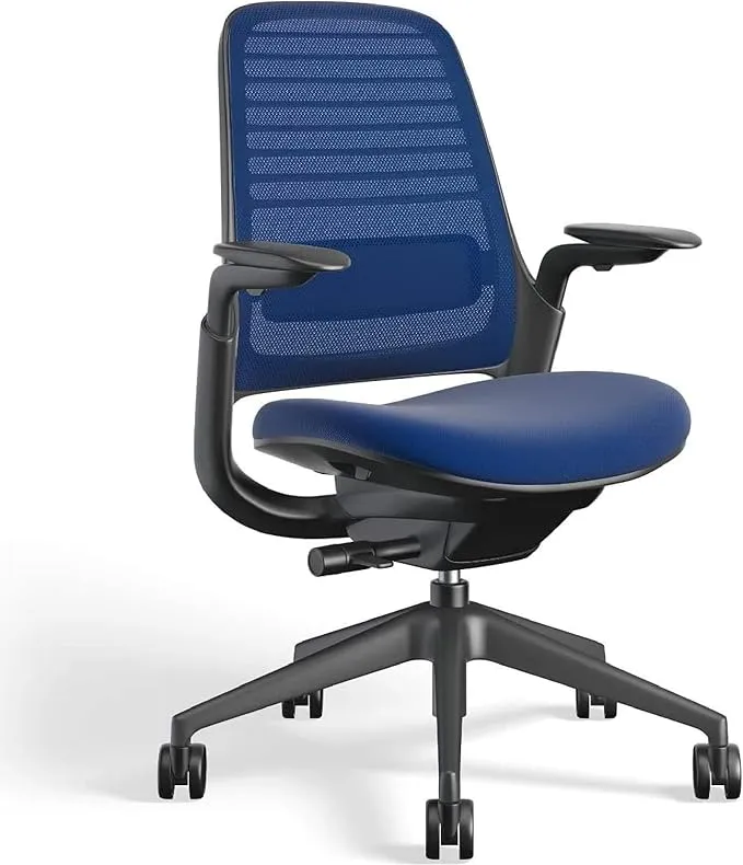Contemporary Office Chair, Cushioned Seat With Adjustable Armrests, Royal Blue - Contemporary - Office Chairs - by Decorn | Houzz