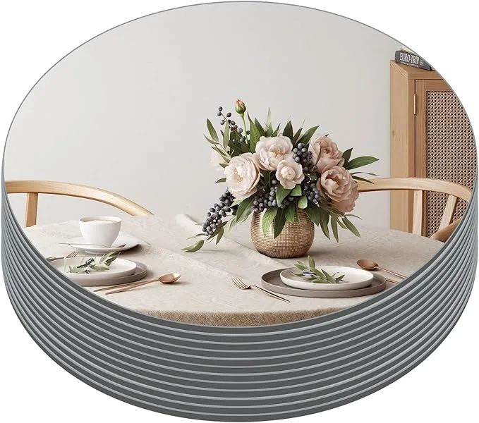 Muzilife 10" Round Mirror Candle Plate Set 2 mm Circle Tables Mirror Trays - ...