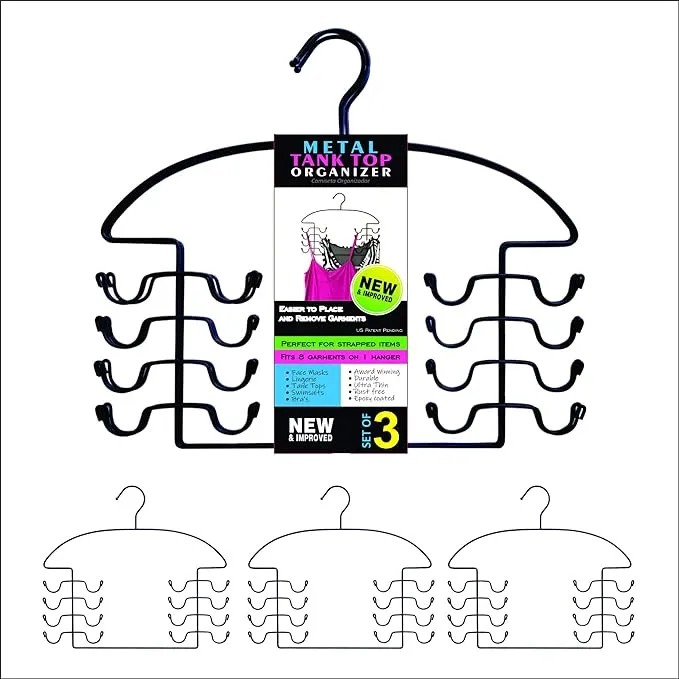 3 Pc Tank Top Closet Organizer Hangers